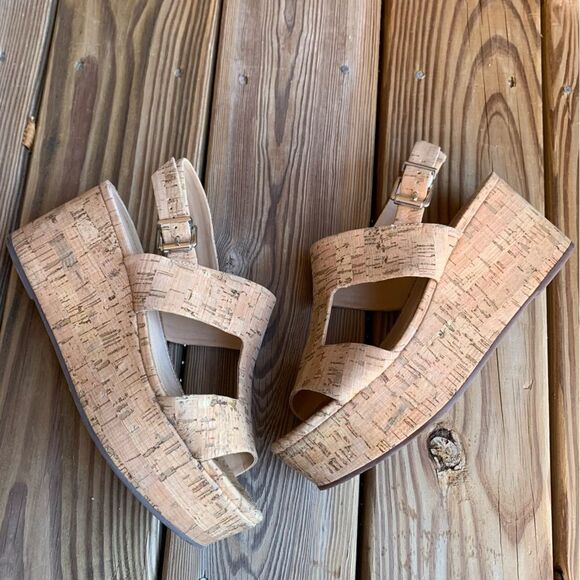 Schutz Shoes 9.5 Frankia Boho Cork Wedge Heel Open Toe Strappy Platform Sandals - Picture 1 of 10